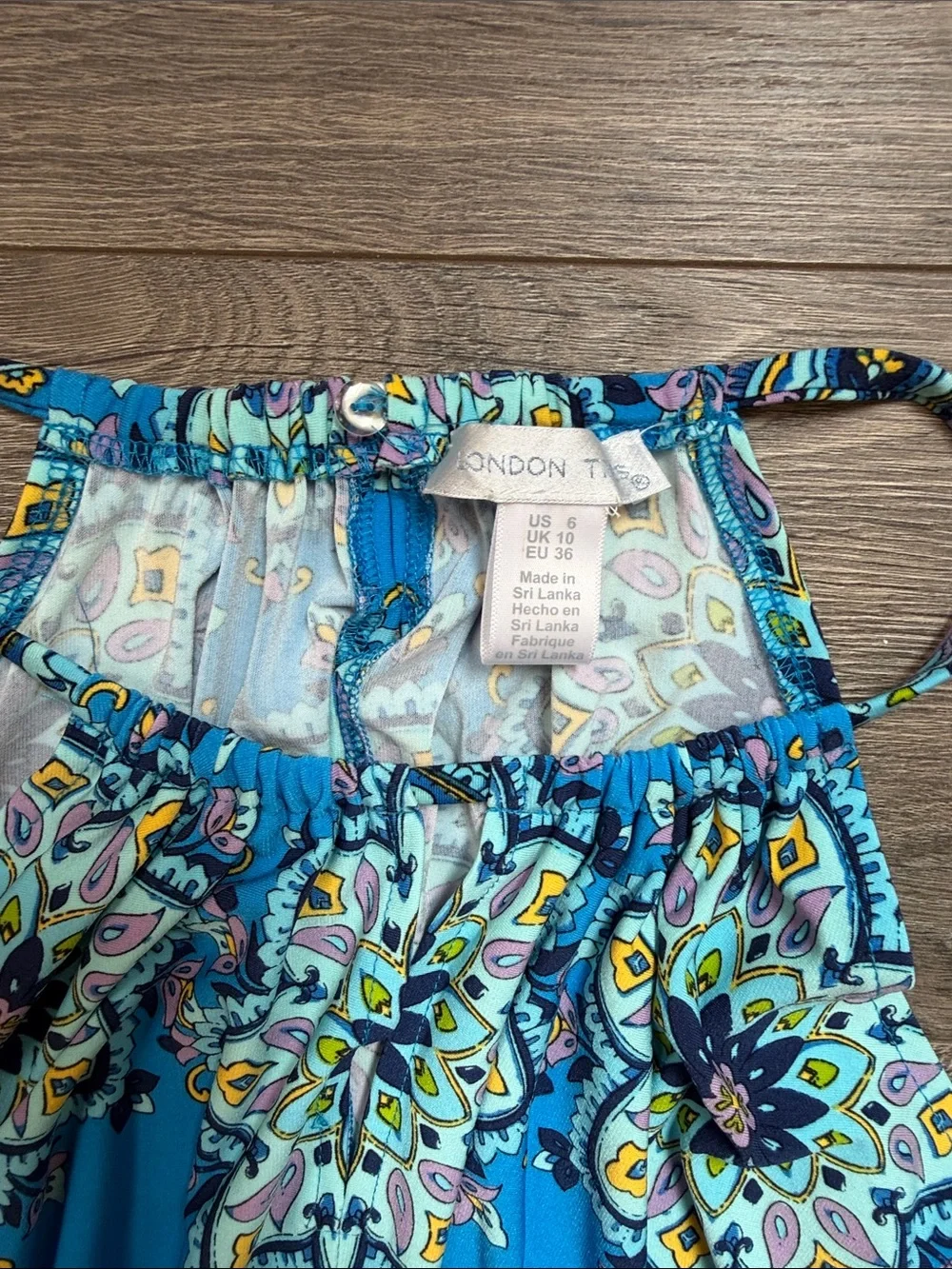 London Times Blue Paisley Halter Maxi Dress | Size 6 - Picture 4 of 4